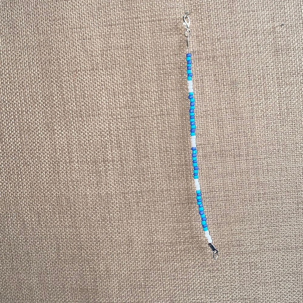 Blue and white bracelet